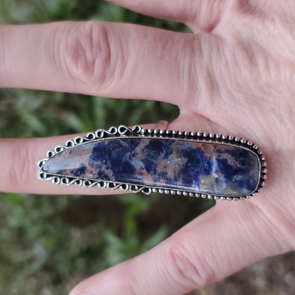 New Huge Sodalite 925 Silver Statement Ring. - Picture 15 of 16
